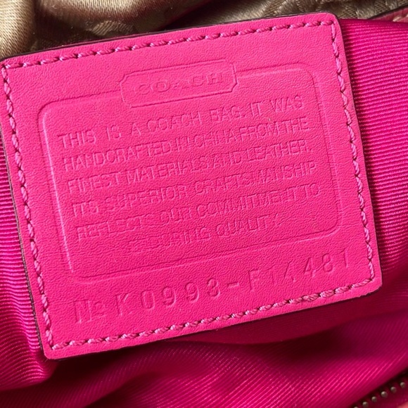 Coach Horse & Carriage SZ OS Logo Satchel Handbag F14481 Gold and Pink - Picture 1 of 11